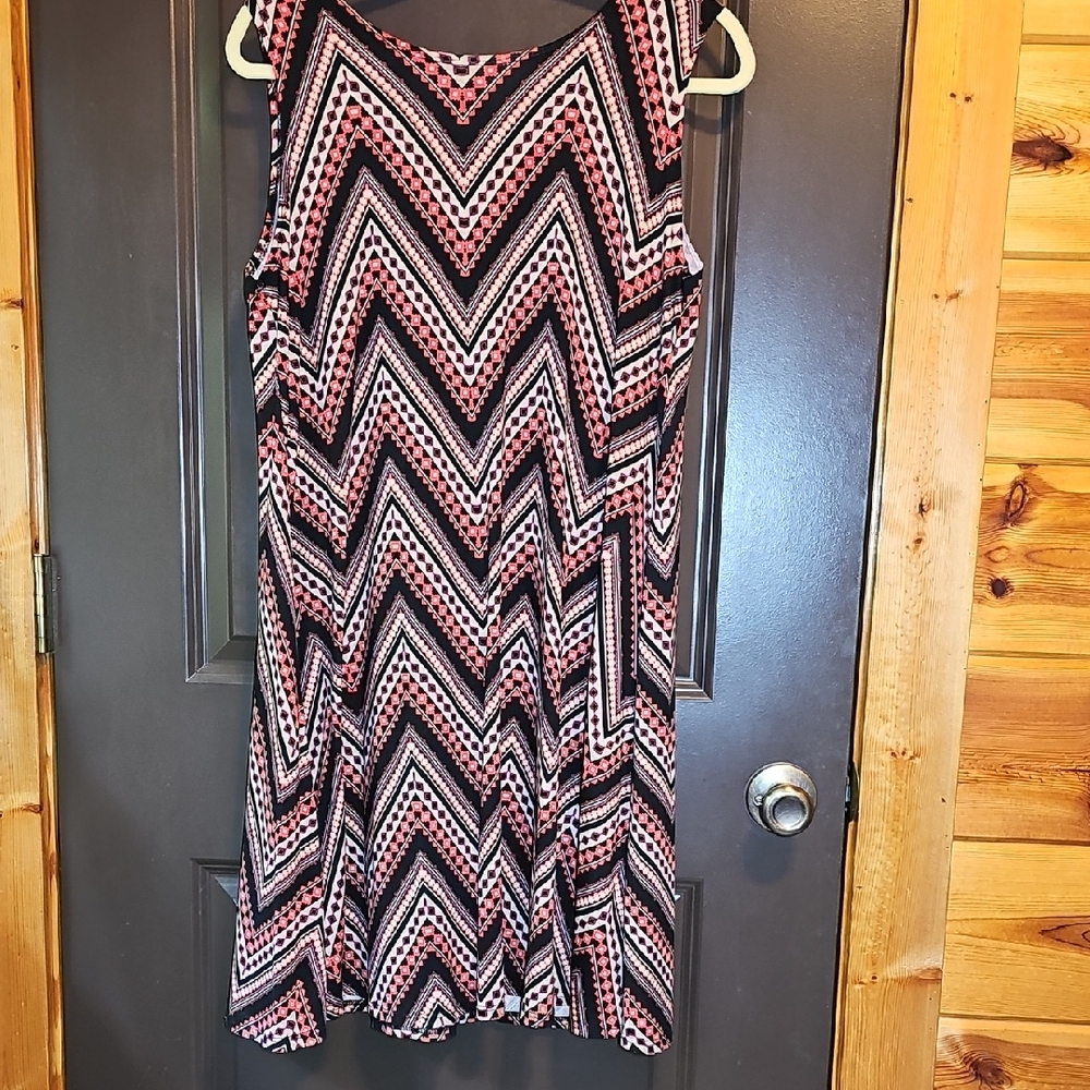 Allison Brittney Orange and Black Sleeveless Sundress